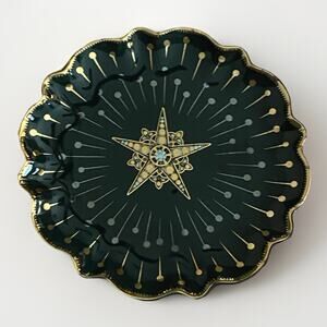 Catherine Martin Starry Night Plate Anthropologie Dessert Salad Black Gold Star